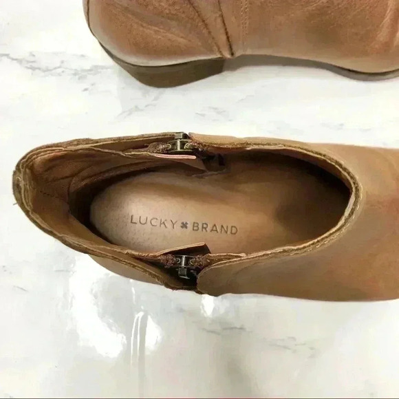 Lucky Brand leather double zip booties, camel - Picture 3 of 8